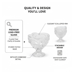 Glass Ice Cream Cups – Elegant Dessert Serving Set (6 Pcs) | Styleva