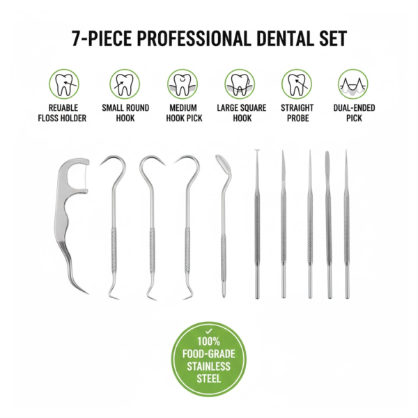 Stainless Steel Toothpick Set – 7-in-1 Portable Dental Kit | AuriGlam