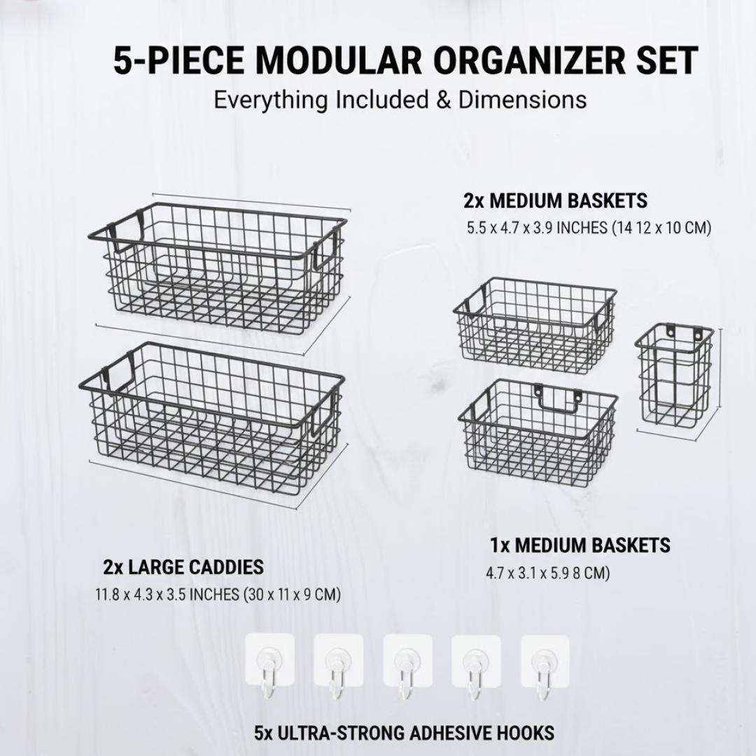 Metal Shower Caddy – Durable 5-Pc Bathroom Organizer Combo