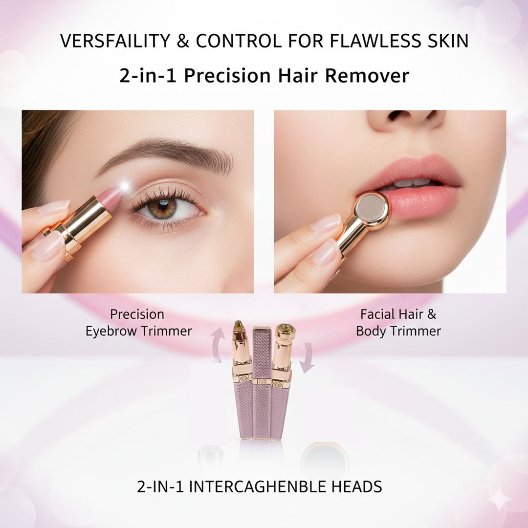2-in-1 Eyebrow Razor – Rechargeable, Painless Hair Shaver with LED Light