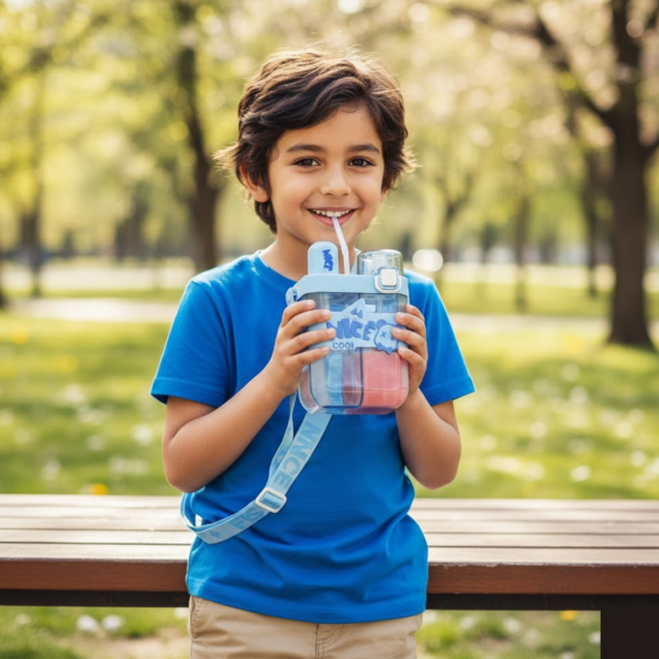Kids Water Bottle with Dual Compartments – Straw & Strap | Own Hydrate