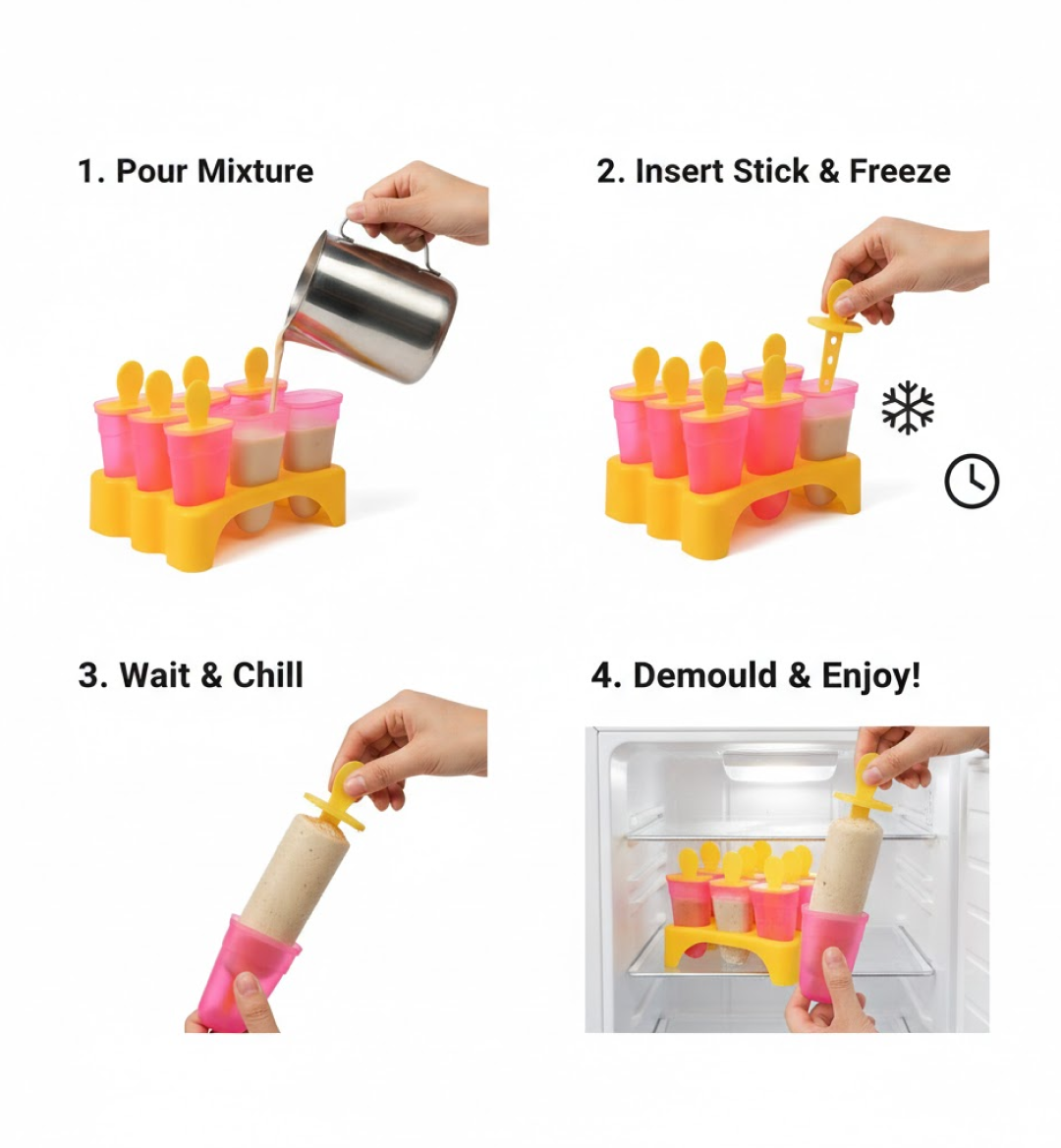 Kulfi Maker Mould Set – 6-Piece BPA-Free for Frozen Treats | Bake & Dwell