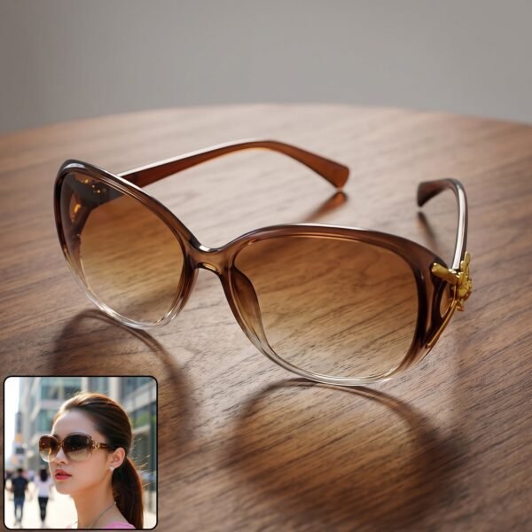 Oversized Sunglasses for Women – Trendy Gradient Lenses & Gold Accents