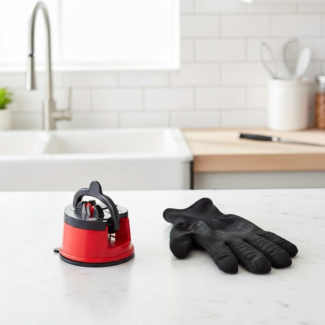 Manual Kitchen Knife Sharpener – 3-Stage Easy-Grip | Quickslice