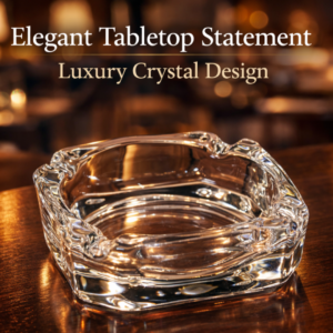 Crystal Glass Ashtray – Elegant Tabletop Decor | Organivo