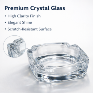 Crystal Glass Ashtray – Elegant Tabletop Decor | Organivo