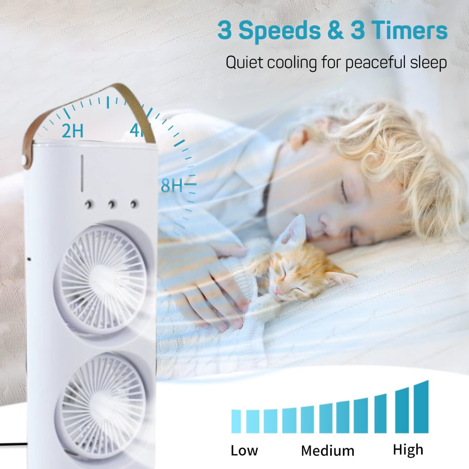 Three-Hole Spray Charging Fan – Powerful Dual-Head Air Cooler | Velvet Wheels