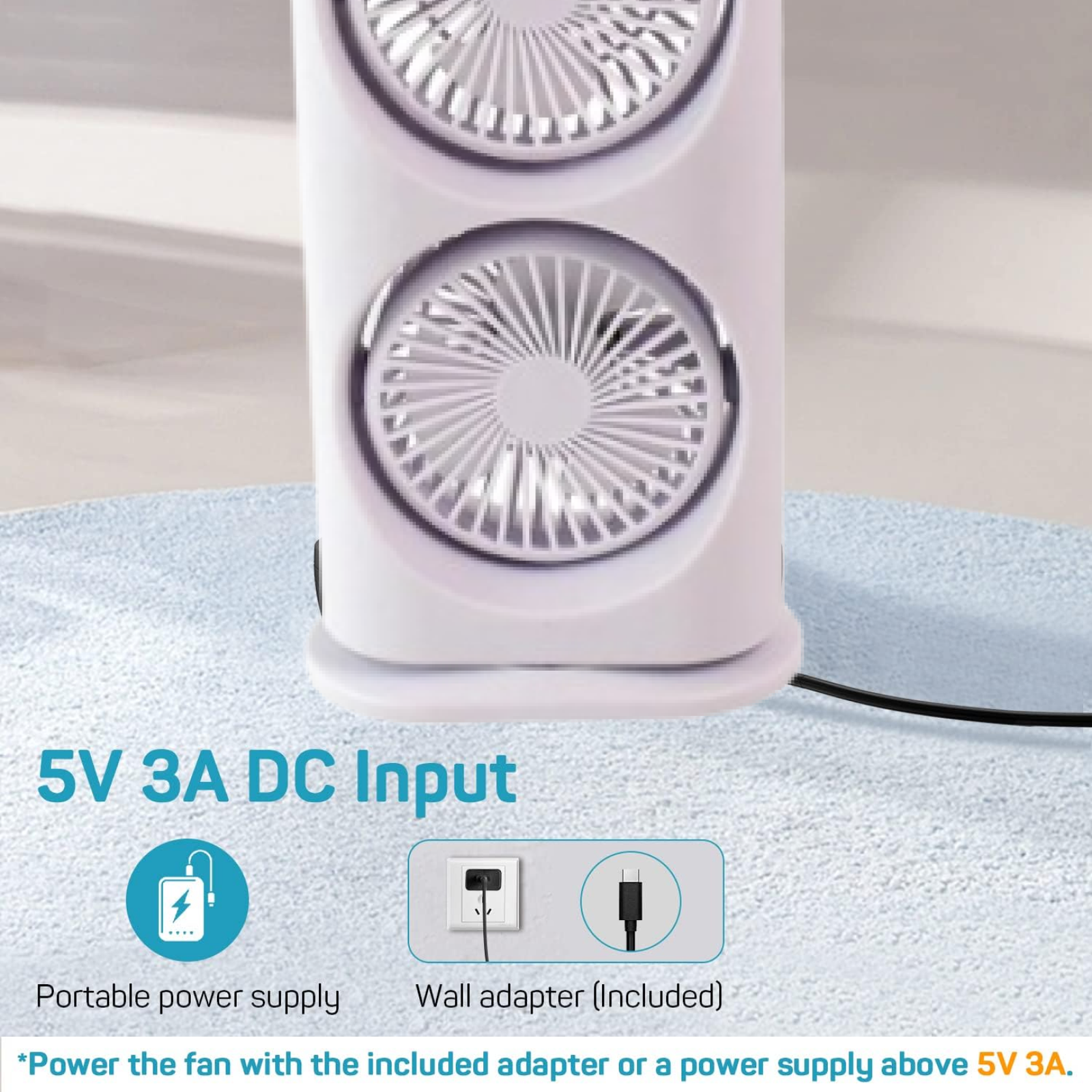 Three-Hole Spray Charging Fan – Powerful Dual-Head Air Cooler | Velvet Wheels