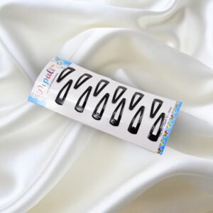 Metal Tic Tac Hair Clips – 12 Pcs Matt Black Set | Calm & Curl