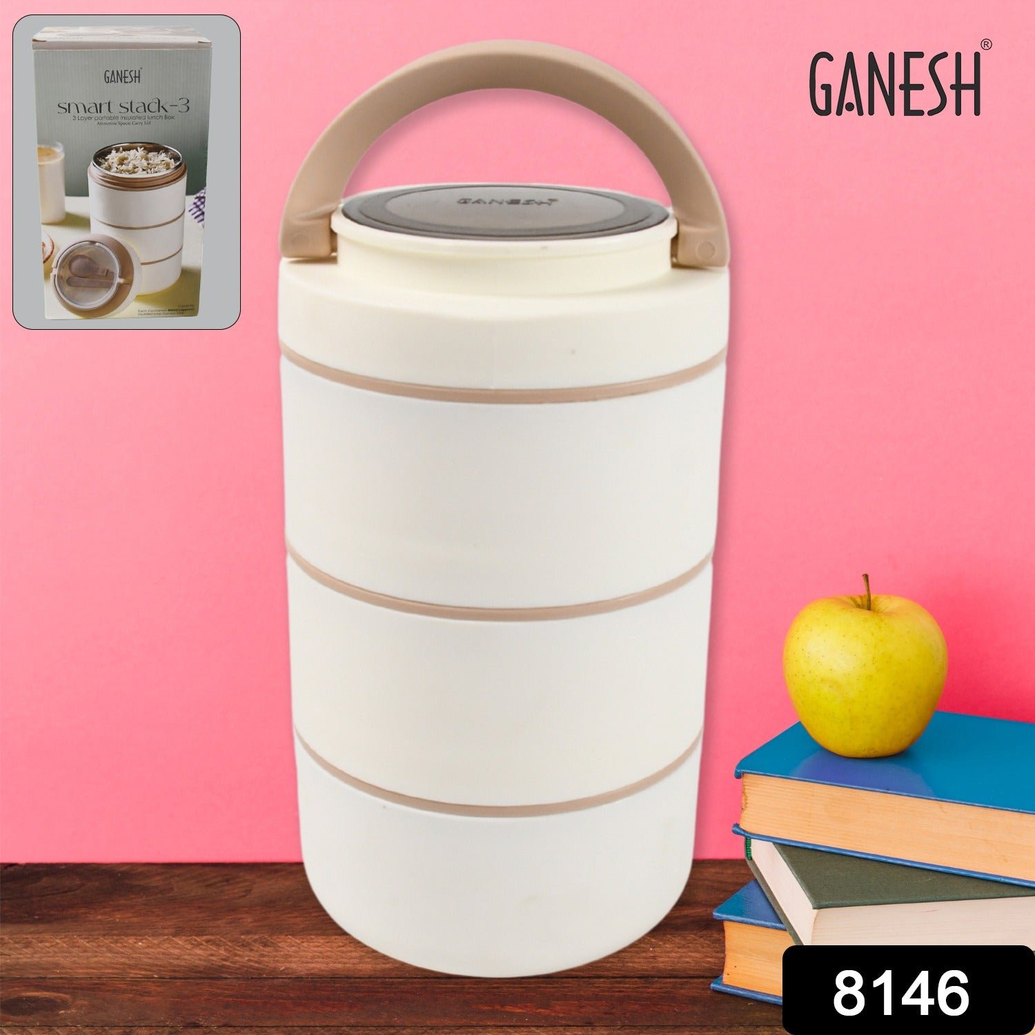 Stainless Steel Lunch Box – 3 Layer, Leak-Proof | Ganesh