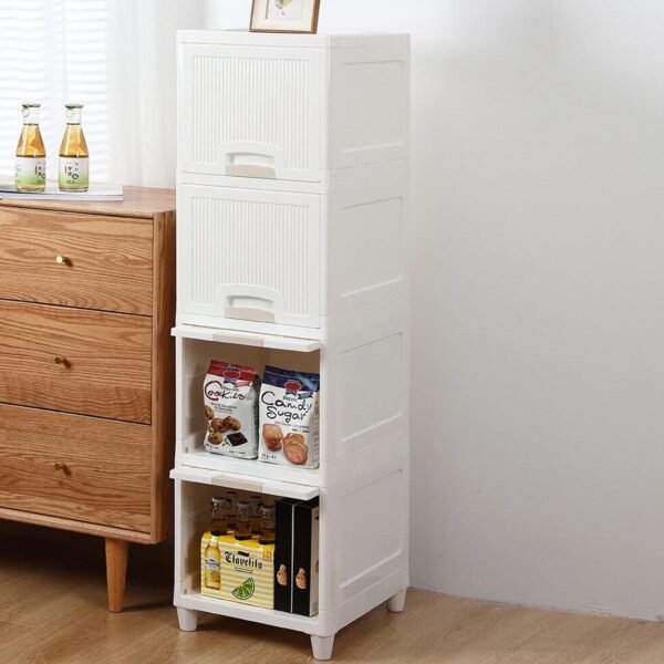 Foldable Storage Cabinet – 4-Layer Plastic Drawers | Velvet Organizers