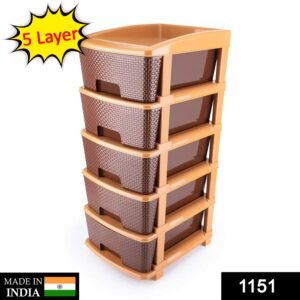 Plastic Modular Drawer – 5-Tier Brown Storage | Organivo