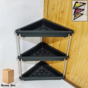 Plastic Corner Storage Rack – 3-Layer Space-Saving Shelf