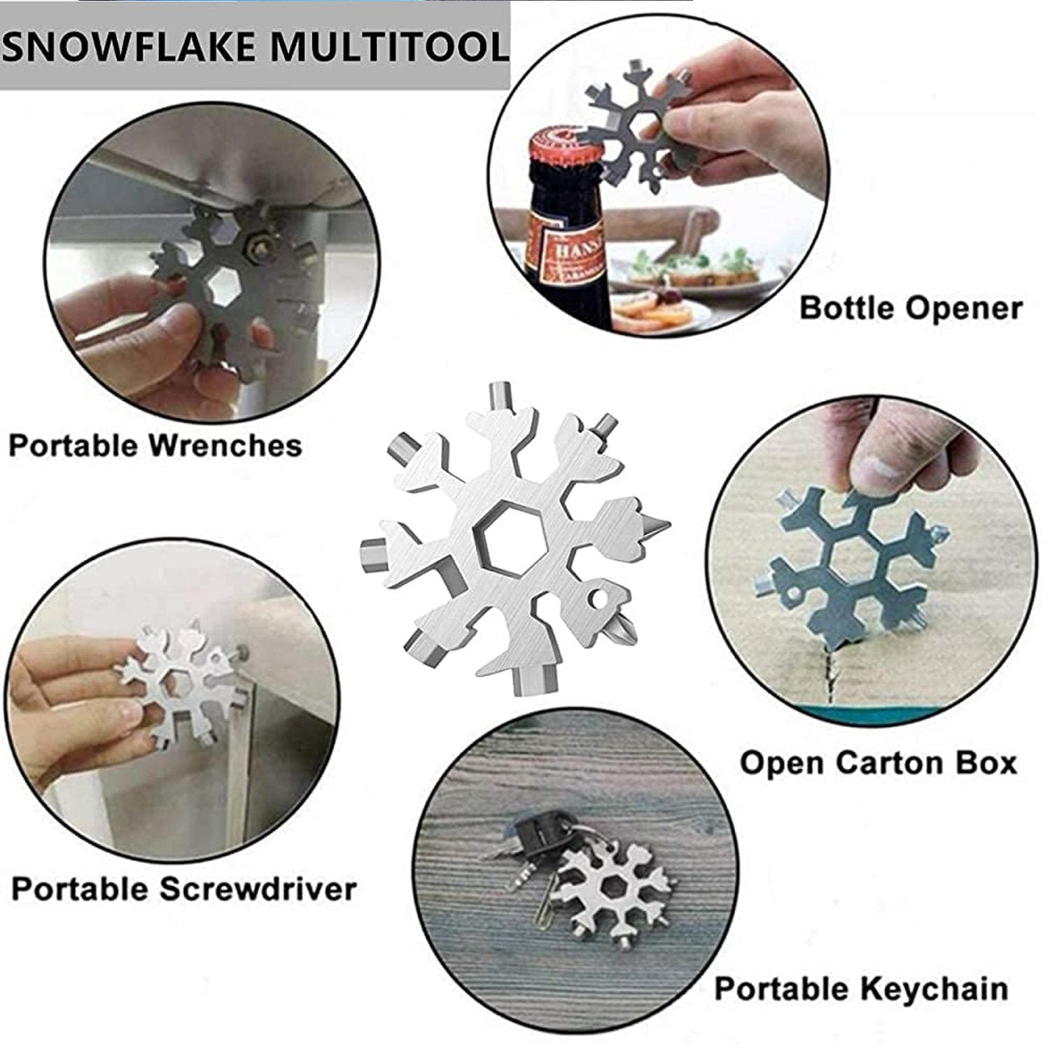 Snowflake Multi-Tool – 18-in-1 Stainless Steel Portable | BoltForce
