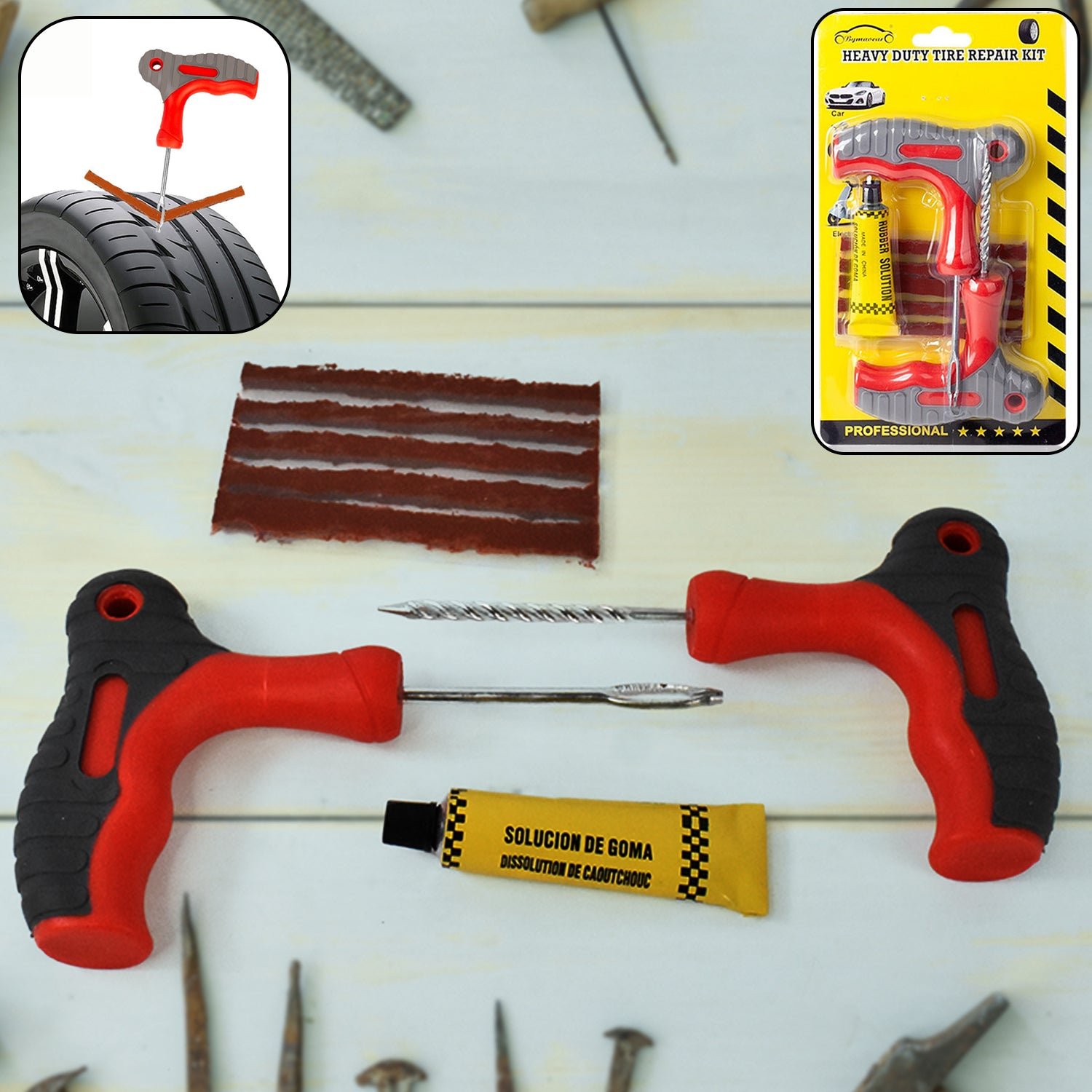 Tubeless Tyre Puncture Repair Kit – 4-in-1 Durable Tool Set