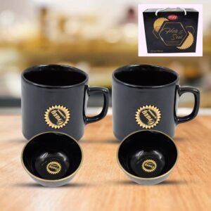 Ceramic Tea Cup Set – 4 Pcs with Serving Bowl | Serve Stellar