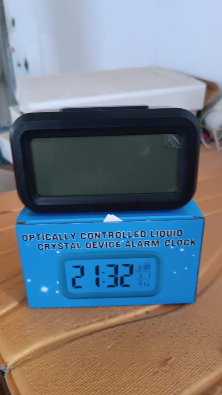 Digital LCD Alarm Clock – Backlit Display with Time & Temperature