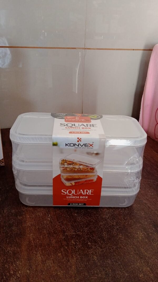 1b525845-01d5-4833-9d8b-936751efdb67 Plastic Lunch Box Set – 3-Piece Square Storage | Konvex