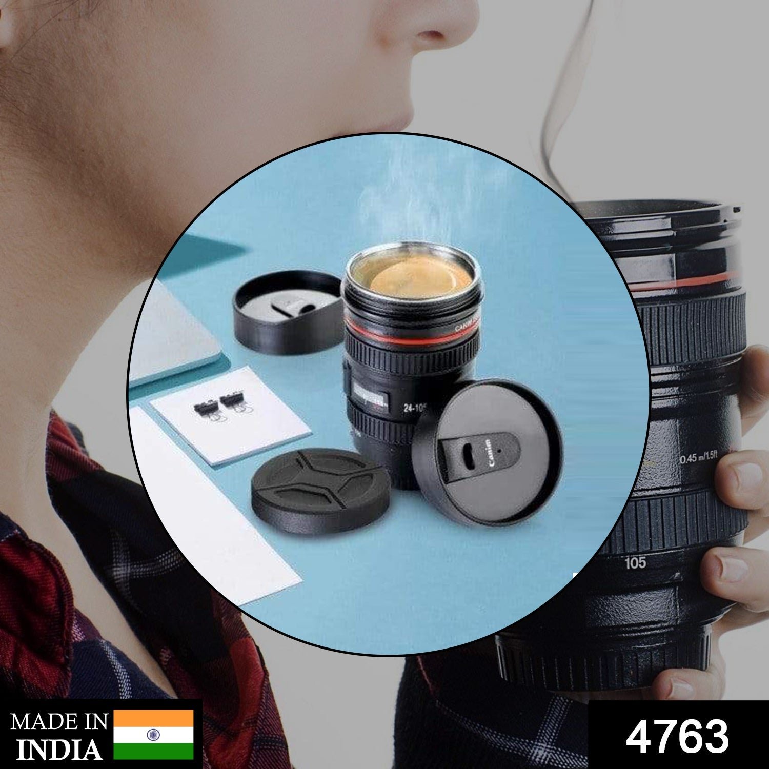 Camera Lens Coffee Mug – Stainless Steel, 350ml | Konvex