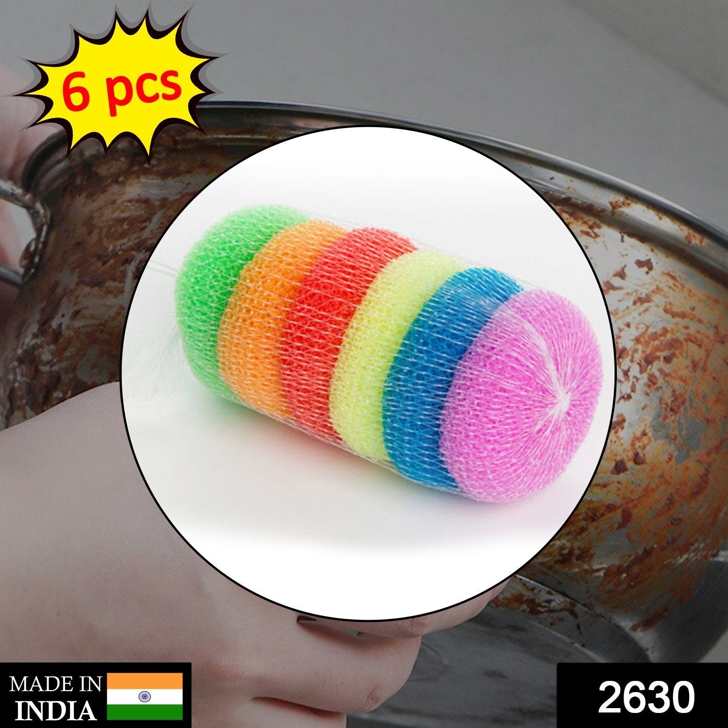 Nylon Scrubber – Multi-Purpose Round Cleaning Pads (Pack of 6) | VelvaBloom