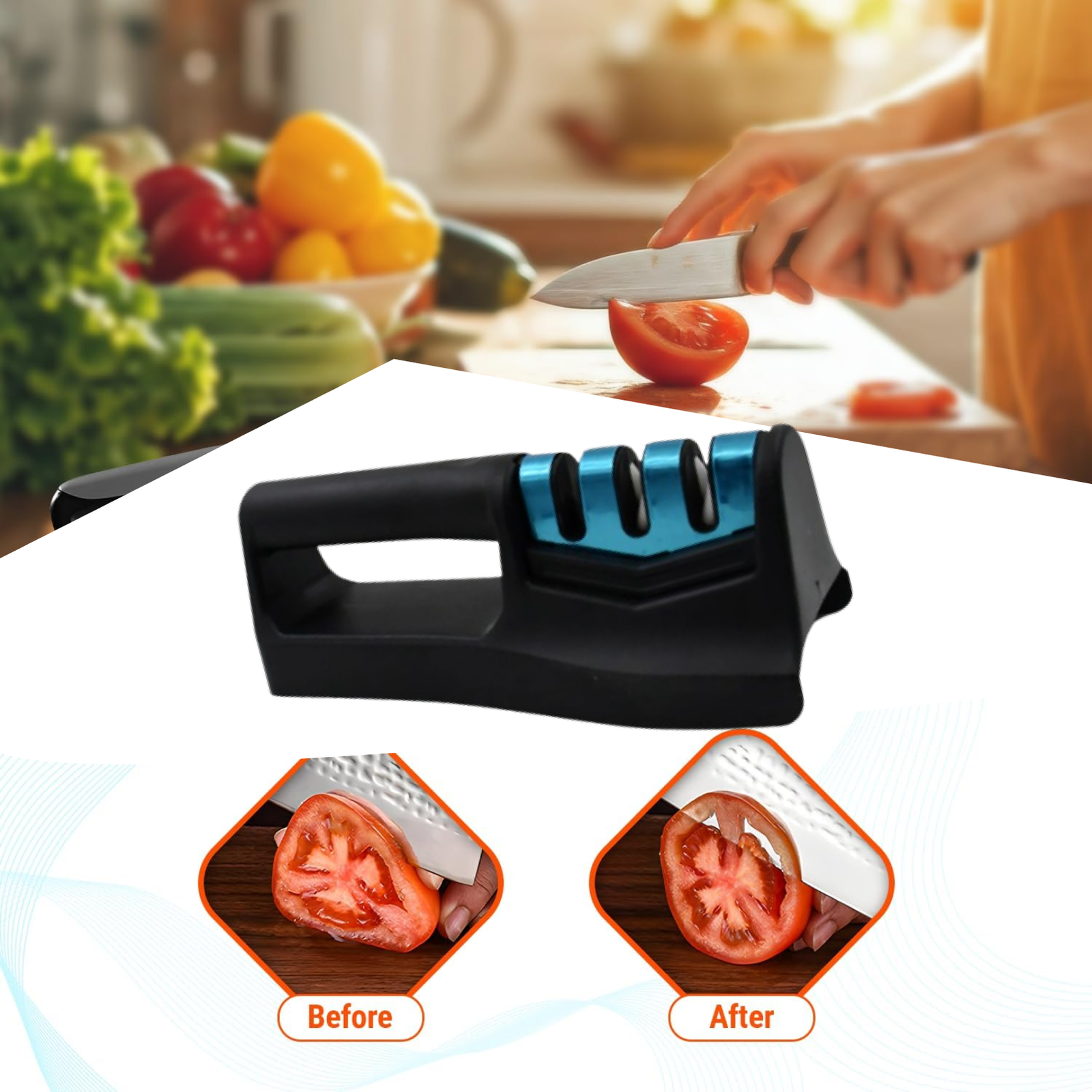 Kitchen Knife Sharpener – 3-Step Handheld Tool | Quickslice