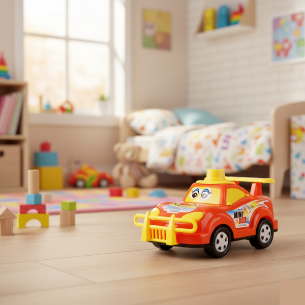Friction-Powered Cartoon Racing Car Toy – Battery-Free & Sturdy