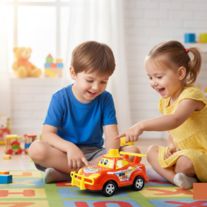 Friction-Powered Cartoon Racing Car Toy – Battery-Free & Sturdy