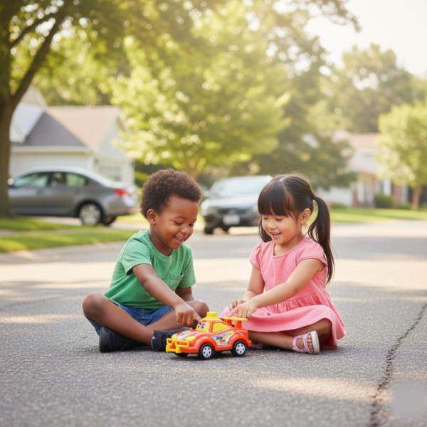 Friction-Powered Cartoon Racing Car Toy – Battery-Free & Sturdy