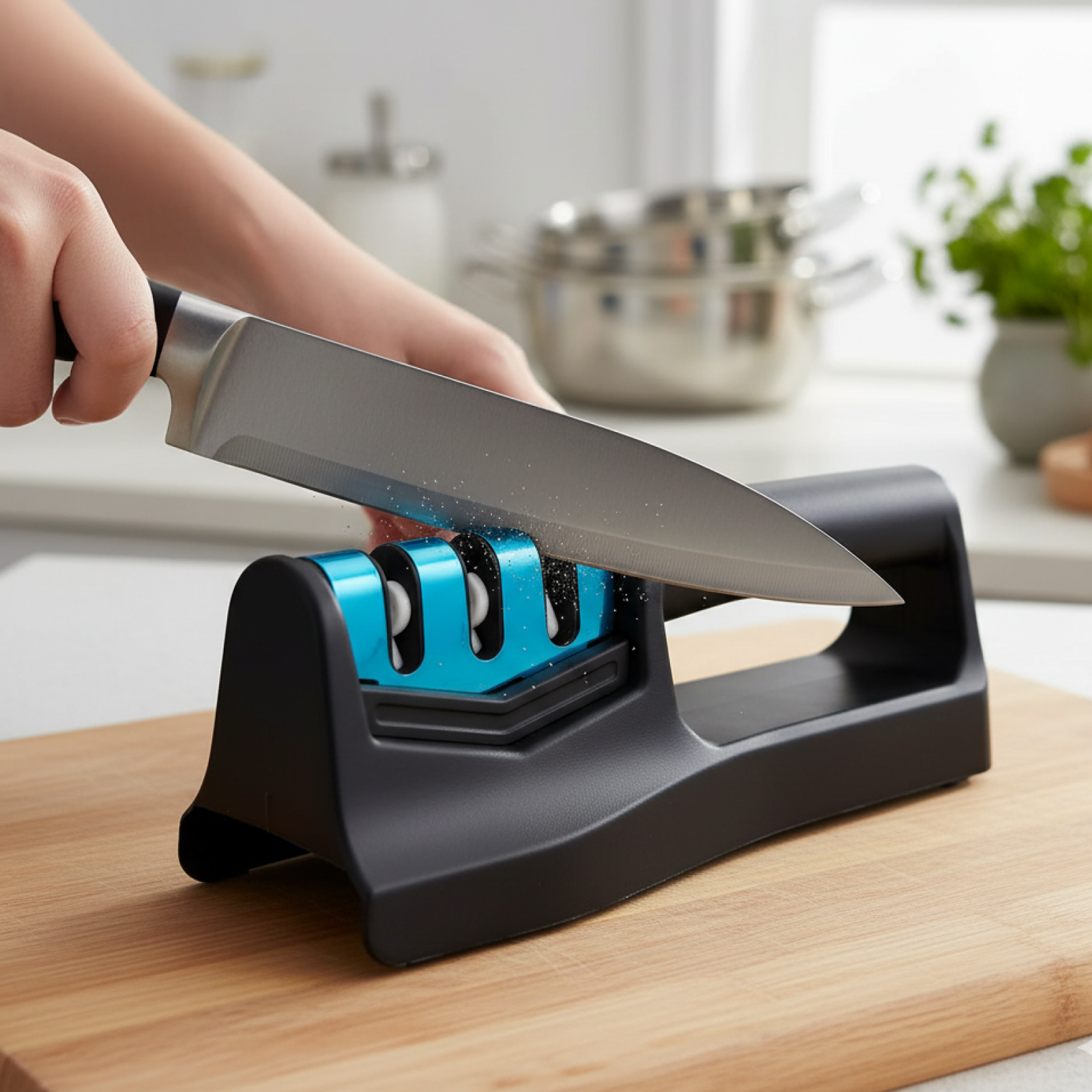 Kitchen Knife Sharpener – 3-Step Handheld Tool | Quickslice