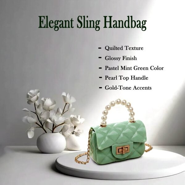 20040_stylish_mini_purse_with_pearl_handle Quilted Mini Handbag – Elegant Pearl Handle & Chain Strap