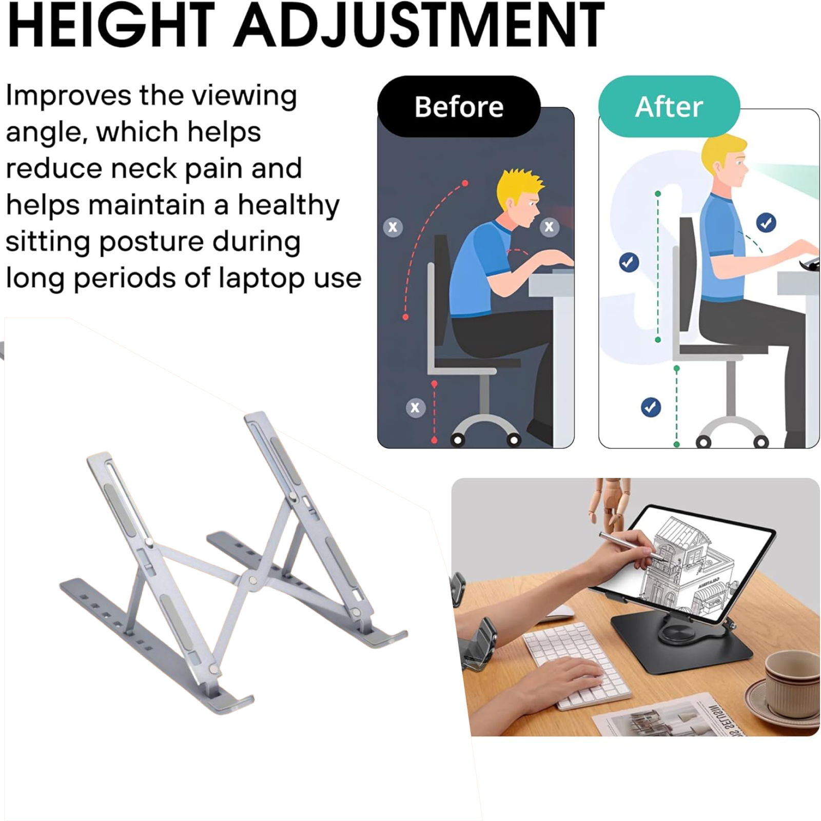 Metal Portable Laptop Stand – 7 Adjustable Angles | Gambit