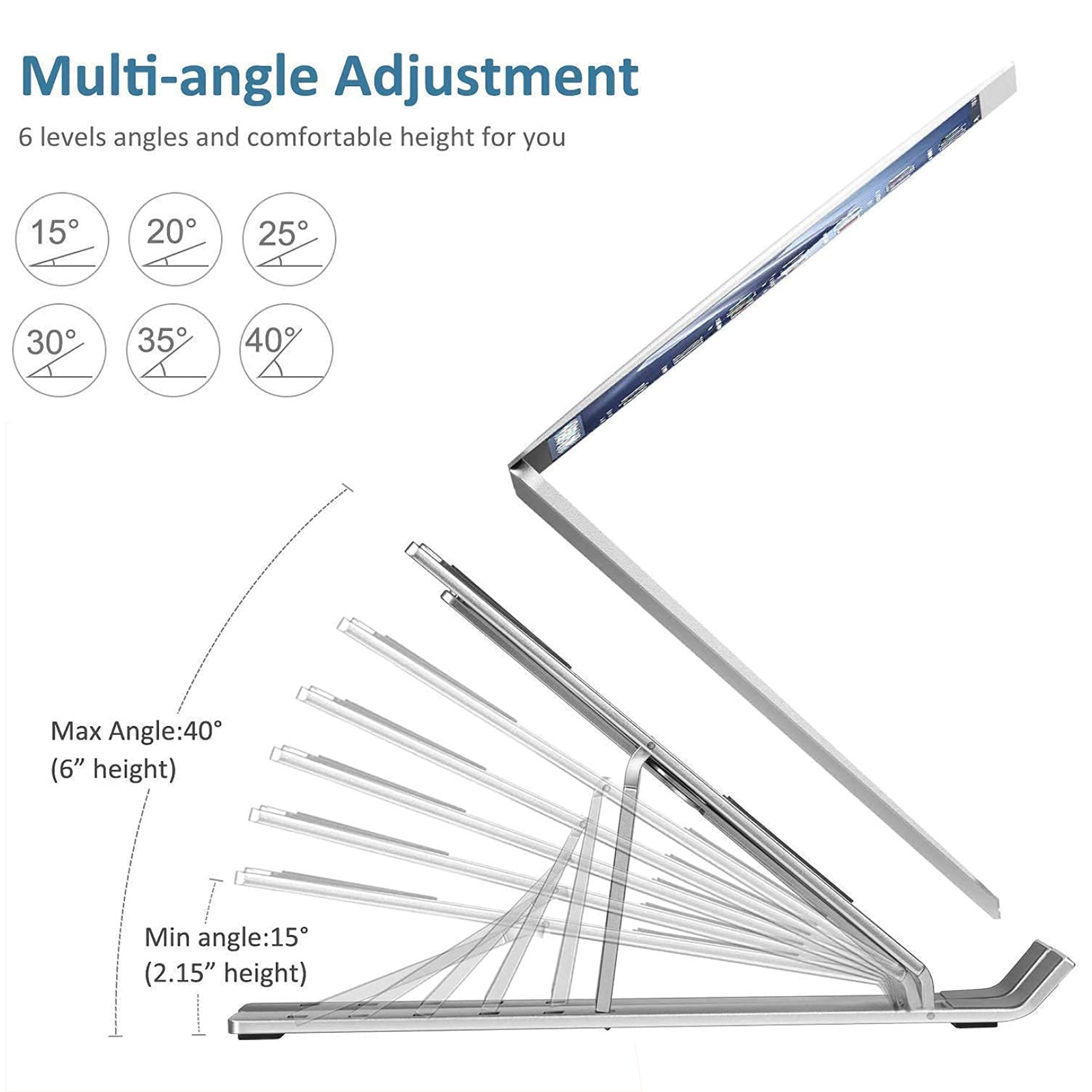 Metal Portable Laptop Stand – 7 Adjustable Angles | Gambit