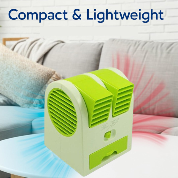 Dual Bladeless Mini Air Conditioner – USB & Fragrance