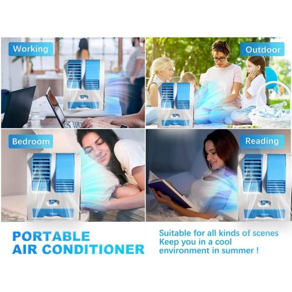 Dual Bladeless Mini Air Conditioner – USB & Fragrance