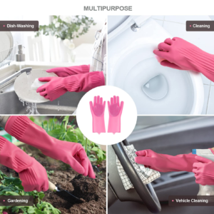 Silicone Cleaning Gloves – Multicolor Reusable Scrubber | Velvet Wipe
