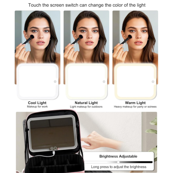 LED Makeup Organizer Box – Touch Sensor Mirror & USB Rechargeable