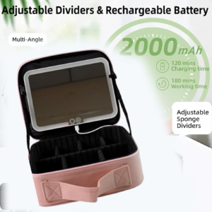 LED Makeup Organizer Box – Touch Sensor Mirror & USB Rechargeable
