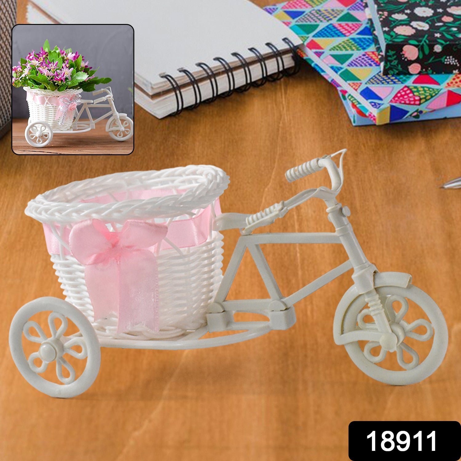 Bicycle Flower Pot Stand – Lightweight Plastic Home Decor Accent