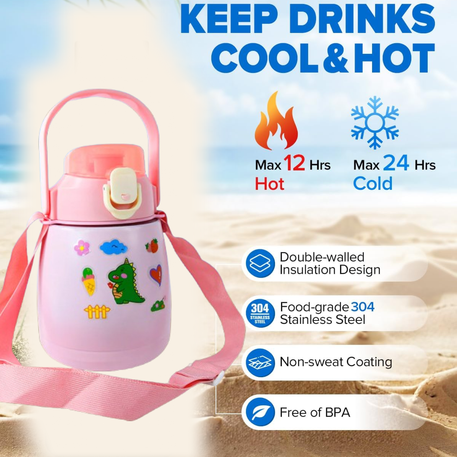 Stainless Steel Insulated Water Bottle 700ML - Leak Proof & Durable