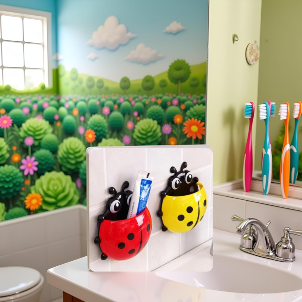 Ladybug Toothbrush Holder – Suction Hook Bathroom Organizer | BrushedUp