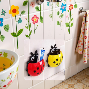 Ladybug Toothbrush Holder – Suction Hook Bathroom Organizer | BrushedUp
