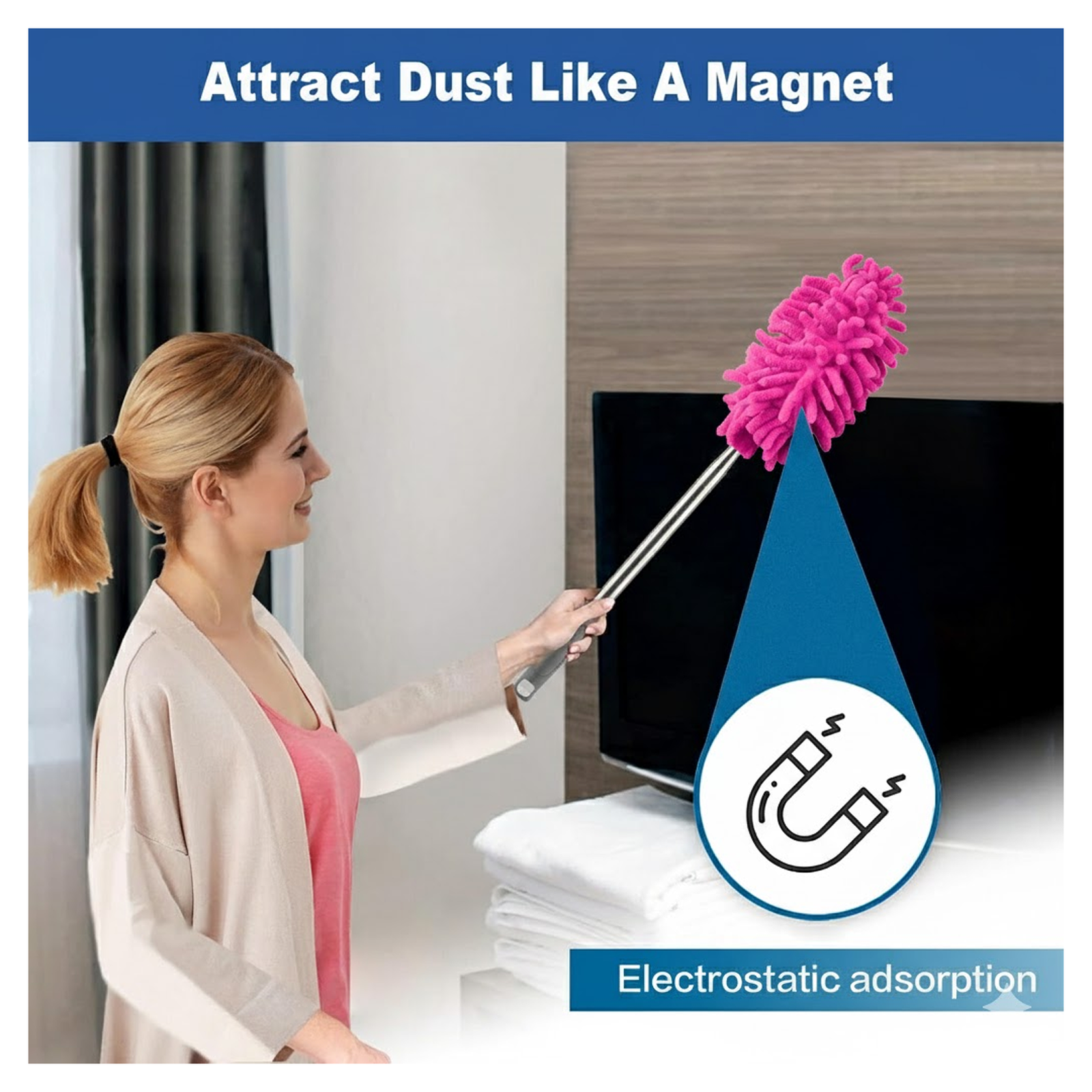 20287 Extendable Microfiber Duster – For Fan & High Ceiling Cleaning | Velvet Wipe