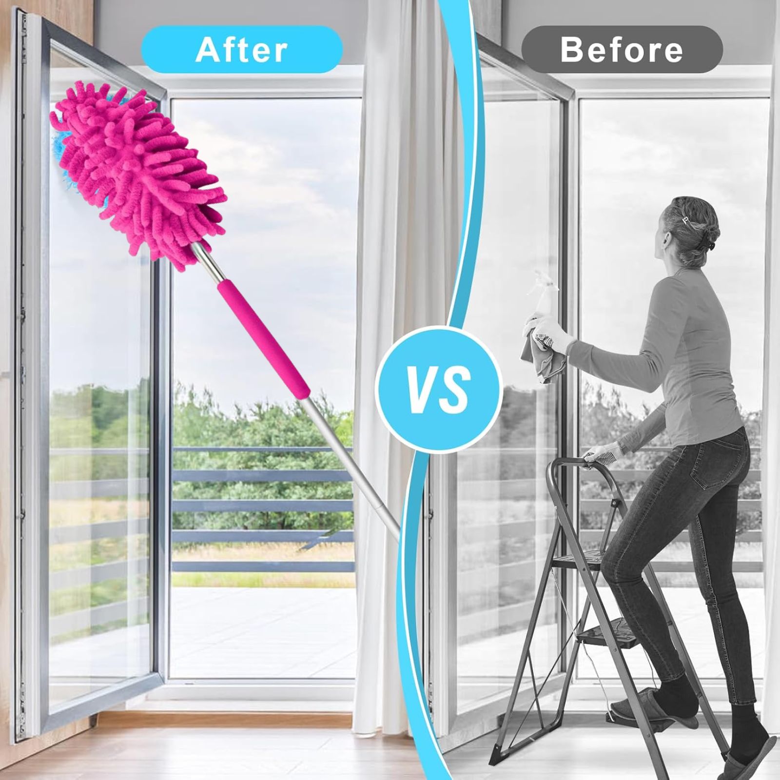 20288 Extendable Microfiber Duster – For Fan & High Ceiling Cleaning | Velvet Wipe