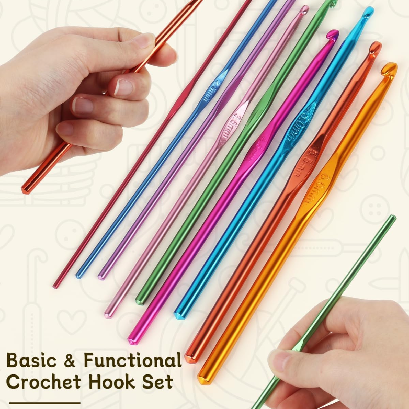 Crochet Hook Set – Aluminium Multicolor (12 Pcs) | Arrive Kit