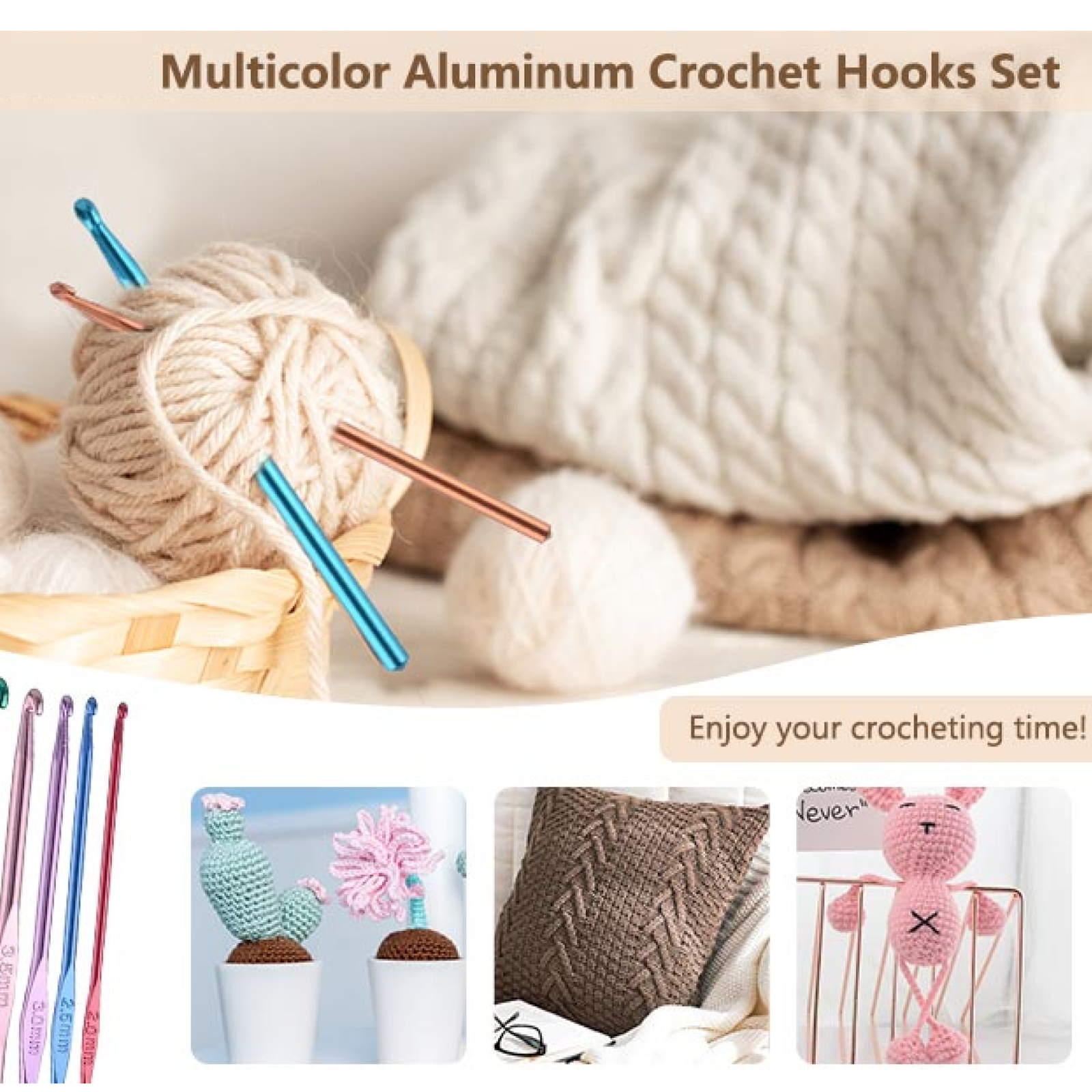 Crochet Hook Set – Aluminium Multicolor (12 Pcs) | Arrive Kit