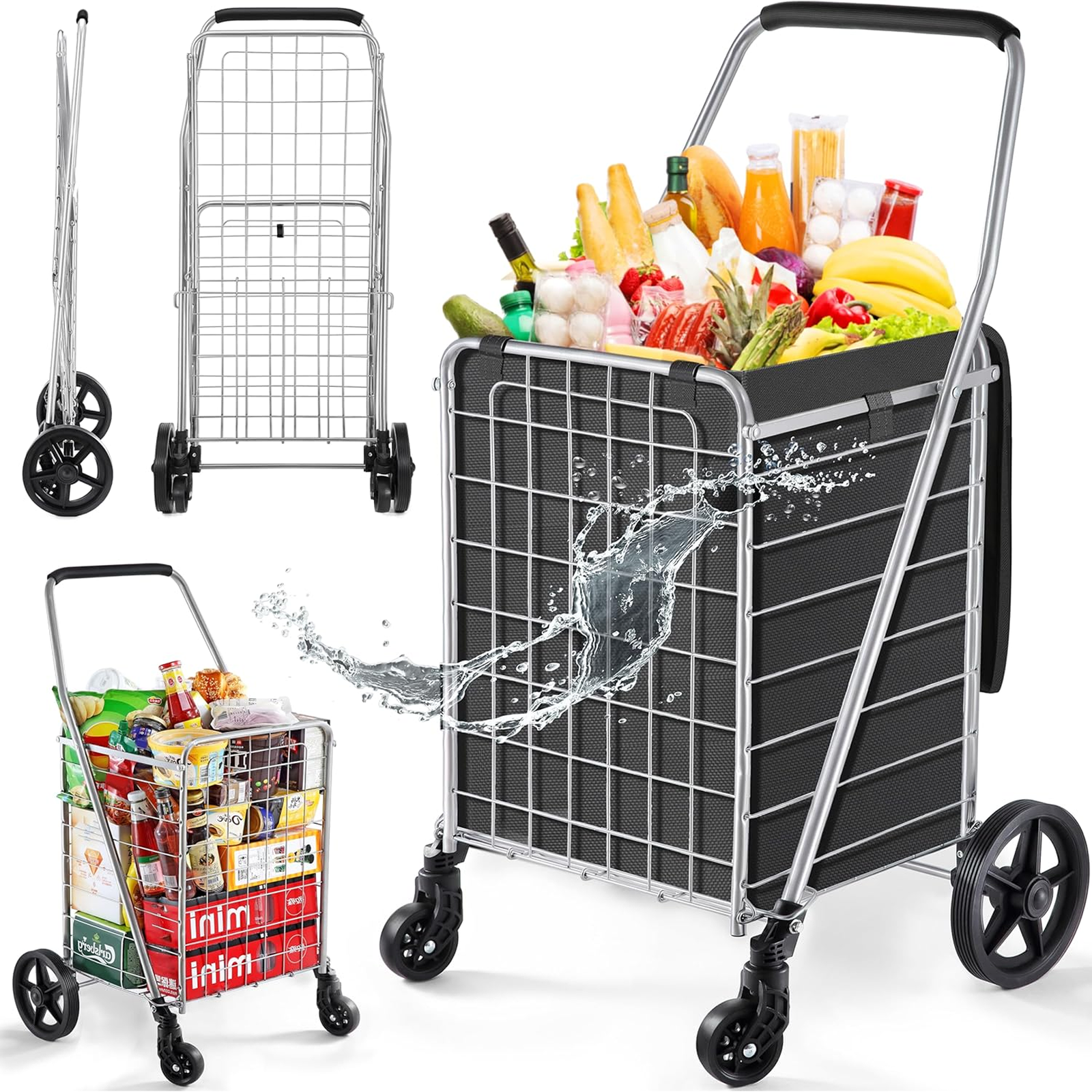 Foldable Shopping Cart – Durable Iron Frame & Dual Swivel Wheels | Organivo
