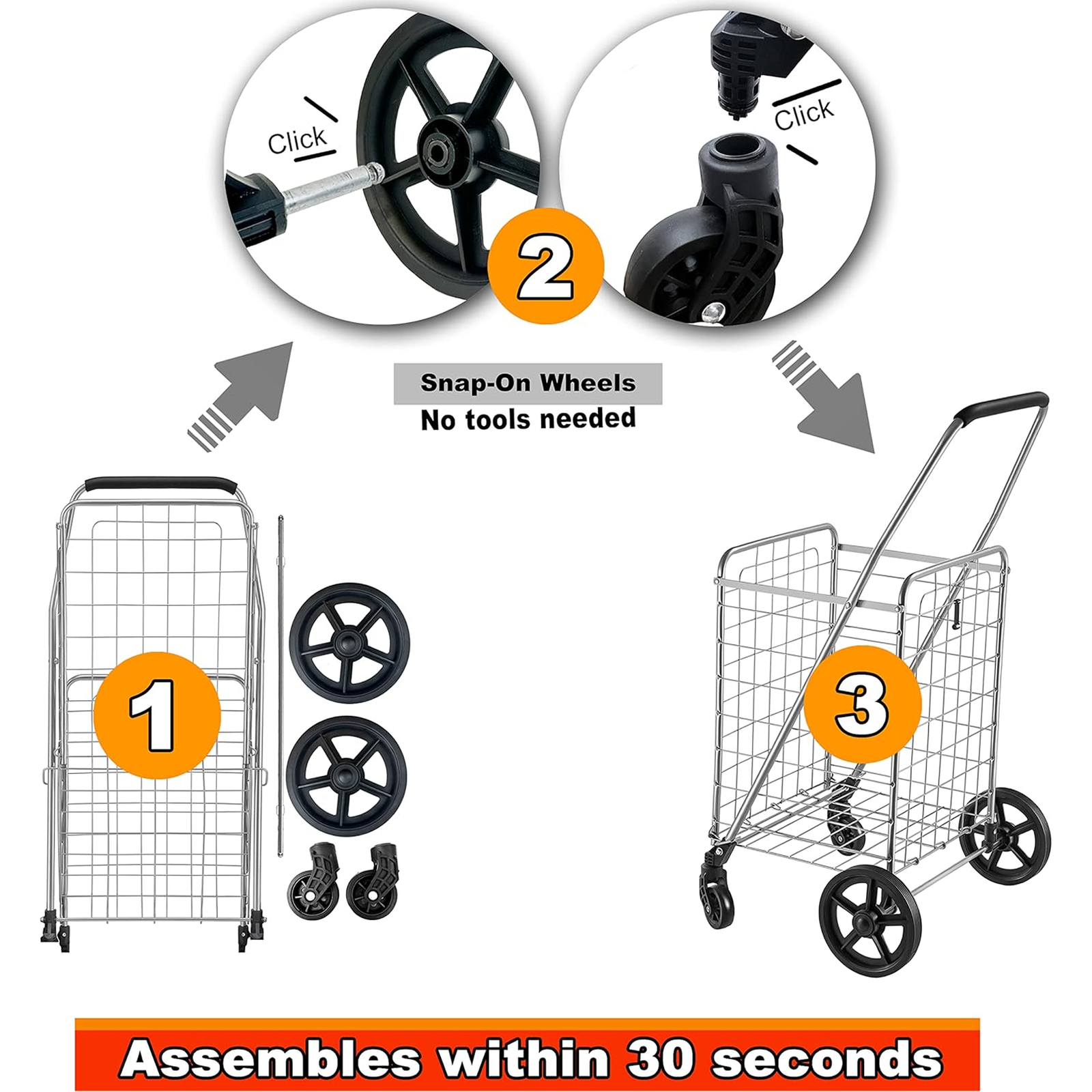 Foldable Shopping Cart – Durable Iron Frame & Dual Swivel Wheels | Organivo