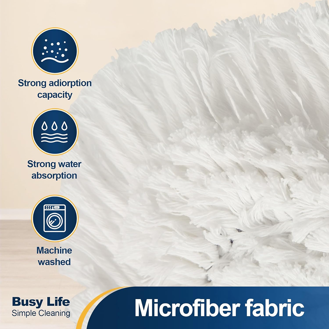 Flat Mop – 360° Rotating Head, Easy Squeeze | Velvet Wipe