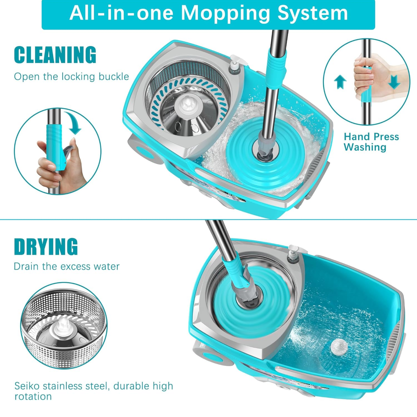 360° Spin Mop Set – Easy Floor Cleaning with Durable Wringer