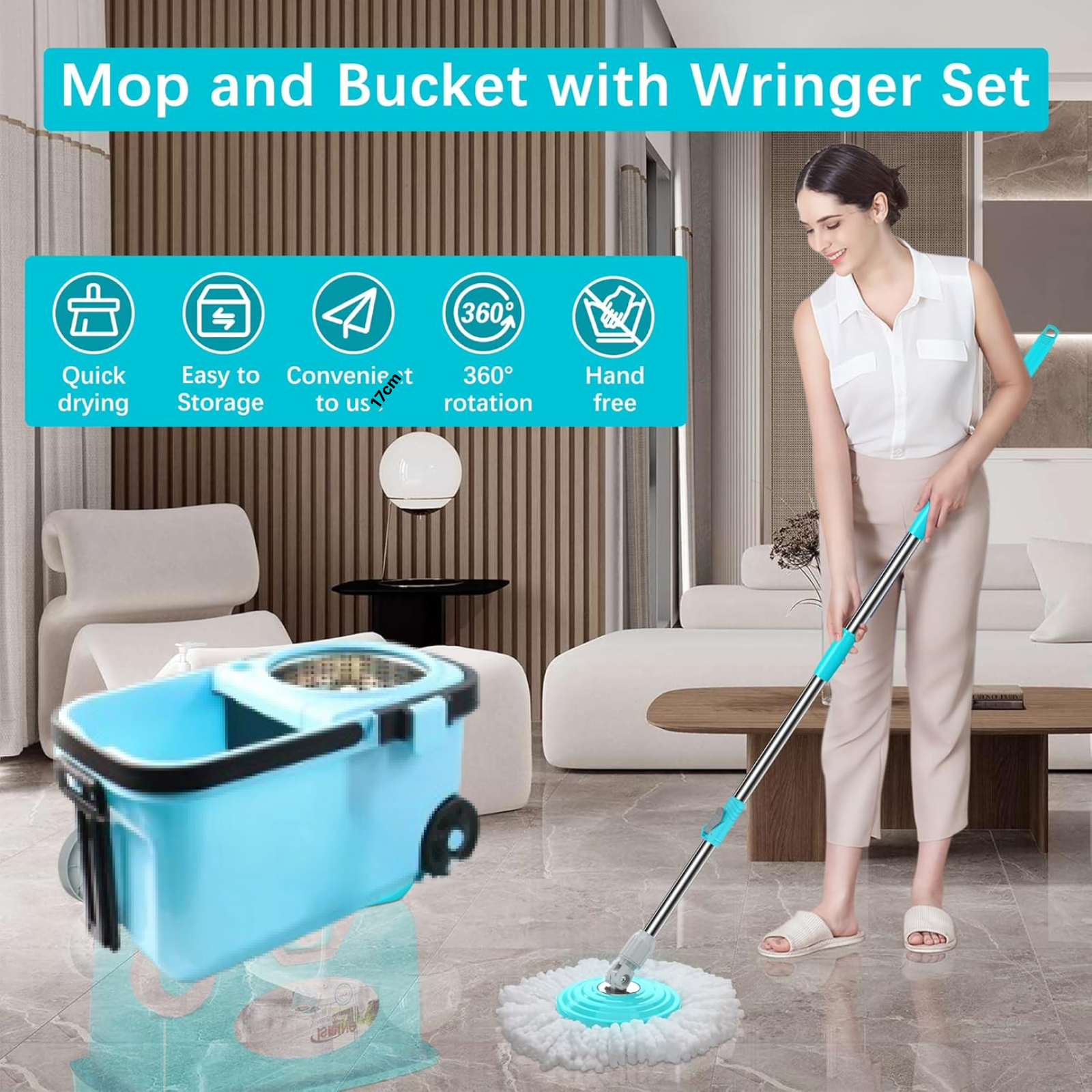 360° Spin Mop Set – Easy Floor Cleaning with Durable Wringer